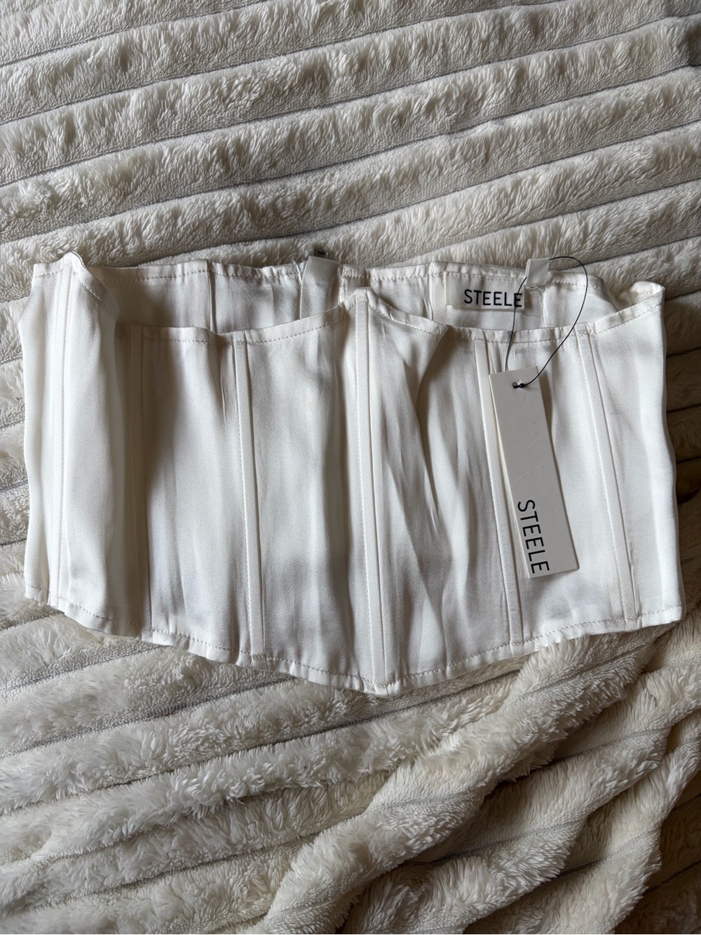 STEELE White Structured Corset Top